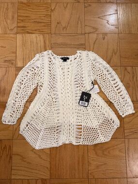 NWT Zaria Open-Knit Crochet Sweater